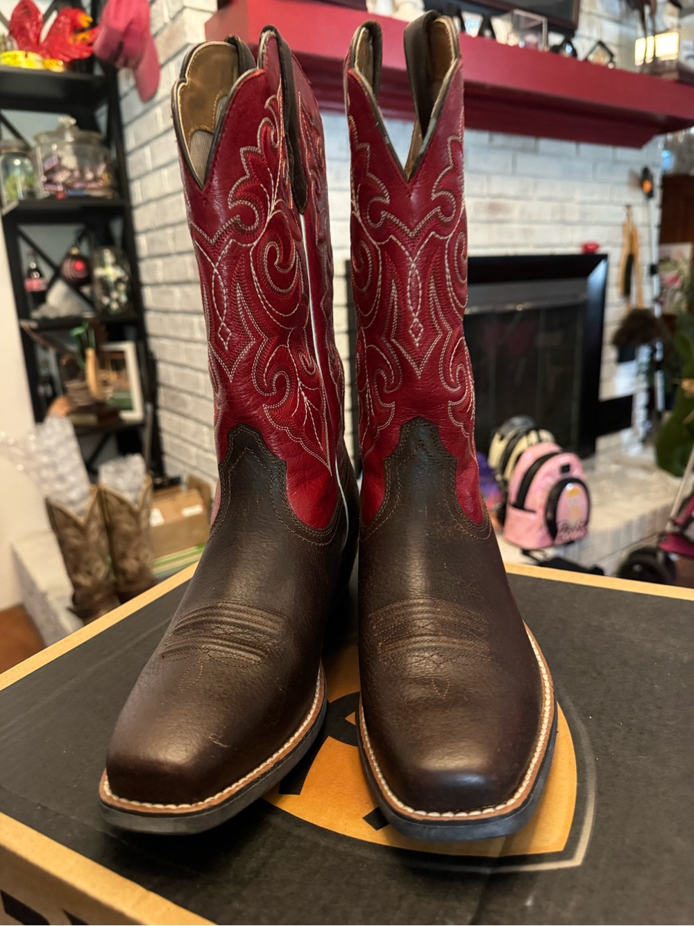 Ariat Two-Tone Brown & Red Western Cowboy Boots